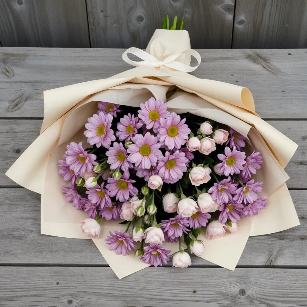 Букет цветов из: Розы и Хризантемы в Борисовке