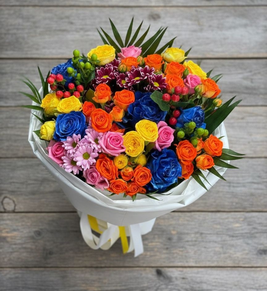 Букет цветов из: Розы и Хризантемы в Борисовке