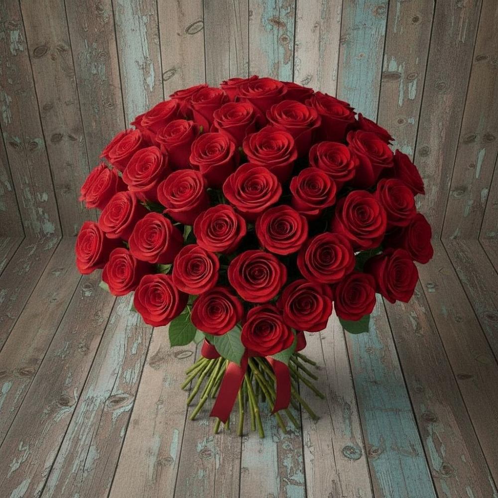 Букет 55 Красных роз Фридом в Борисовке