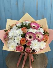Букет цветов из:  Розы, Герберы и Хризантемы в Борисовке