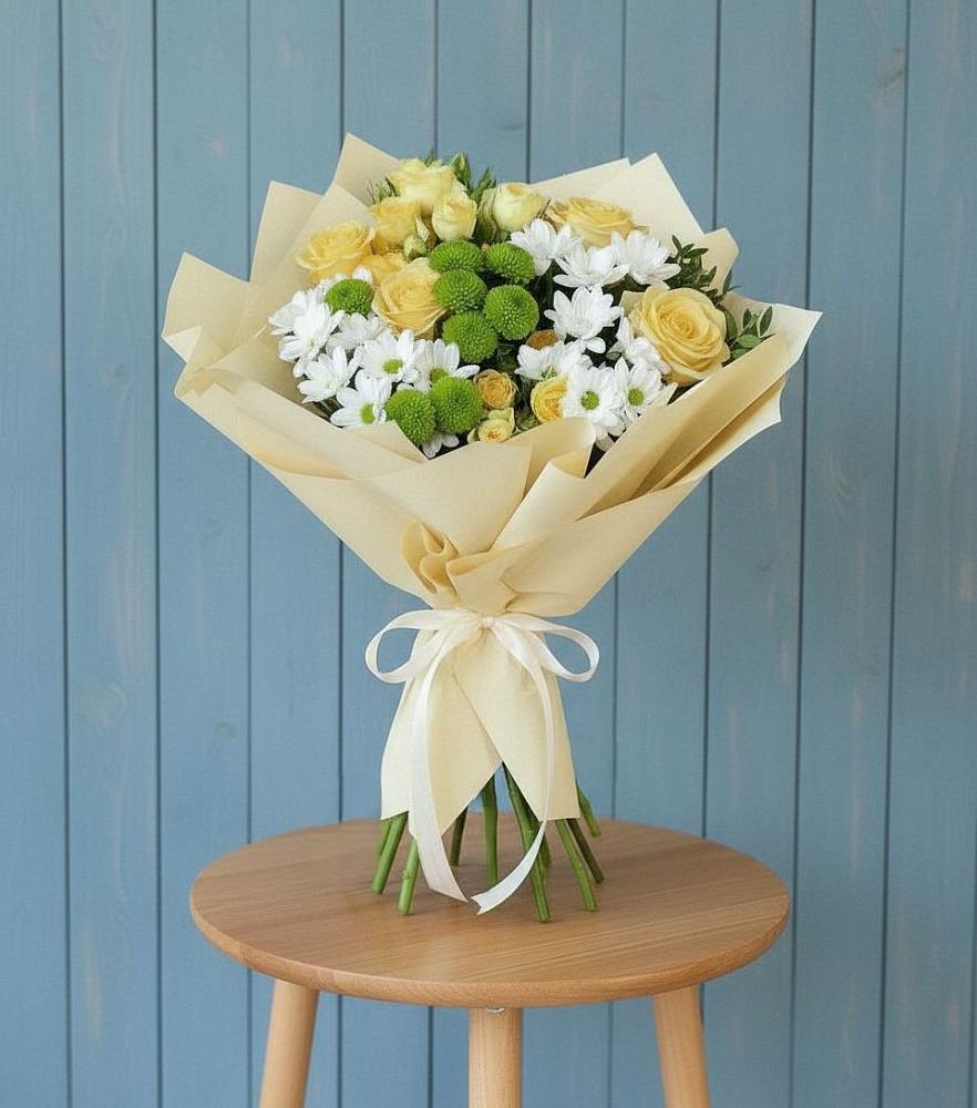 Букет цветов из: Хризантемы и Розы в Борисовке