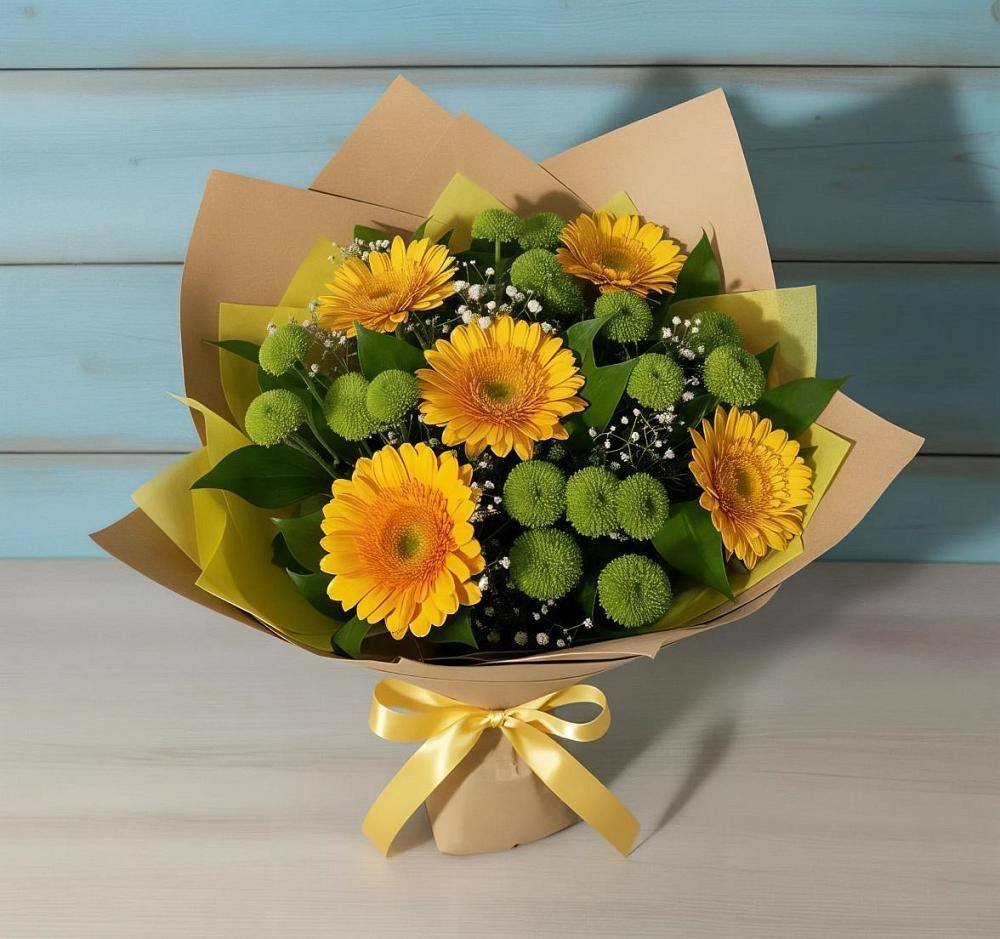 Букет цветов из: Герберы и Хризантемы в Борисовке