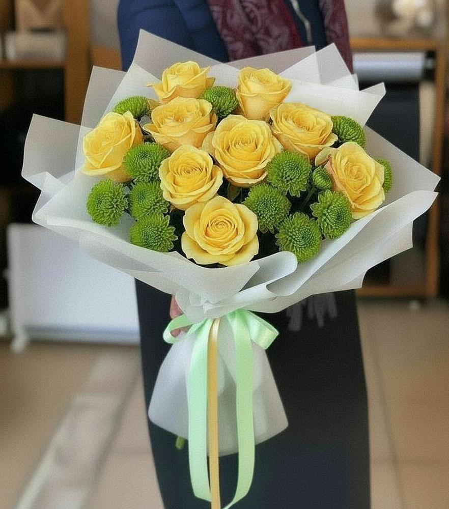 Букет цветов из: Хризантемы и Розы в Борисовке