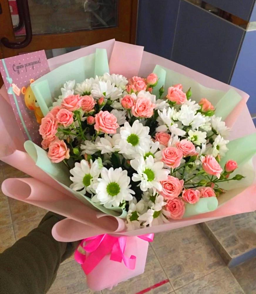 Букет цветов из: Розы и Хризантемы в Борисовке