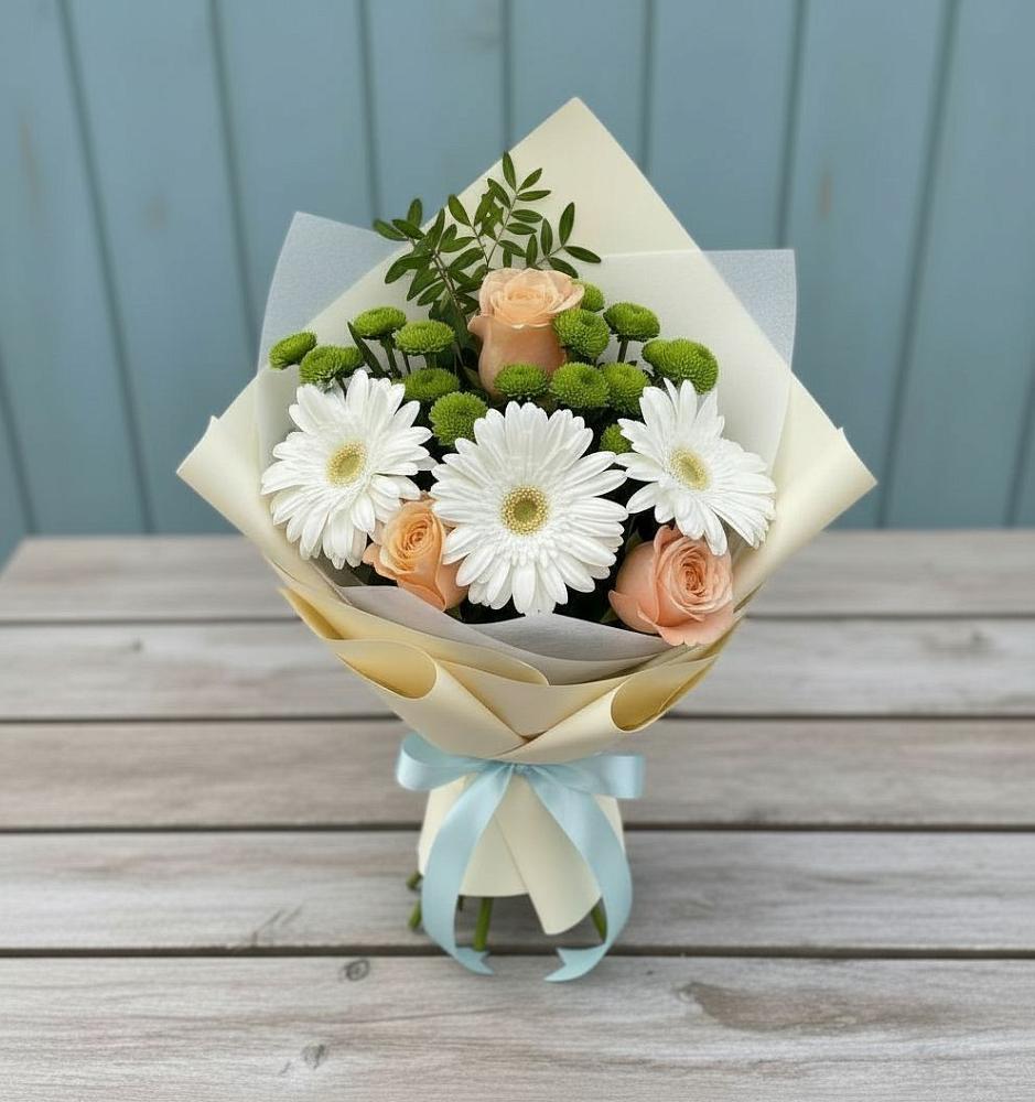 Букет цветов из: Герберы, Розы и Хризантемы в Борисовке