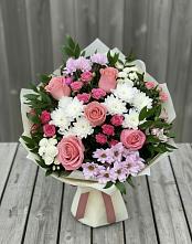 Букет цветов из:  Альстромерии, Гвоздики, Розы и Хризантемы в Борисовке