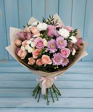 Букет цветов из:  Хризантемы, Розы и Альстромерии в Борисовке