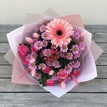 Букет цветов из:  Розы, Герберы и Хризантемы в Борисовке