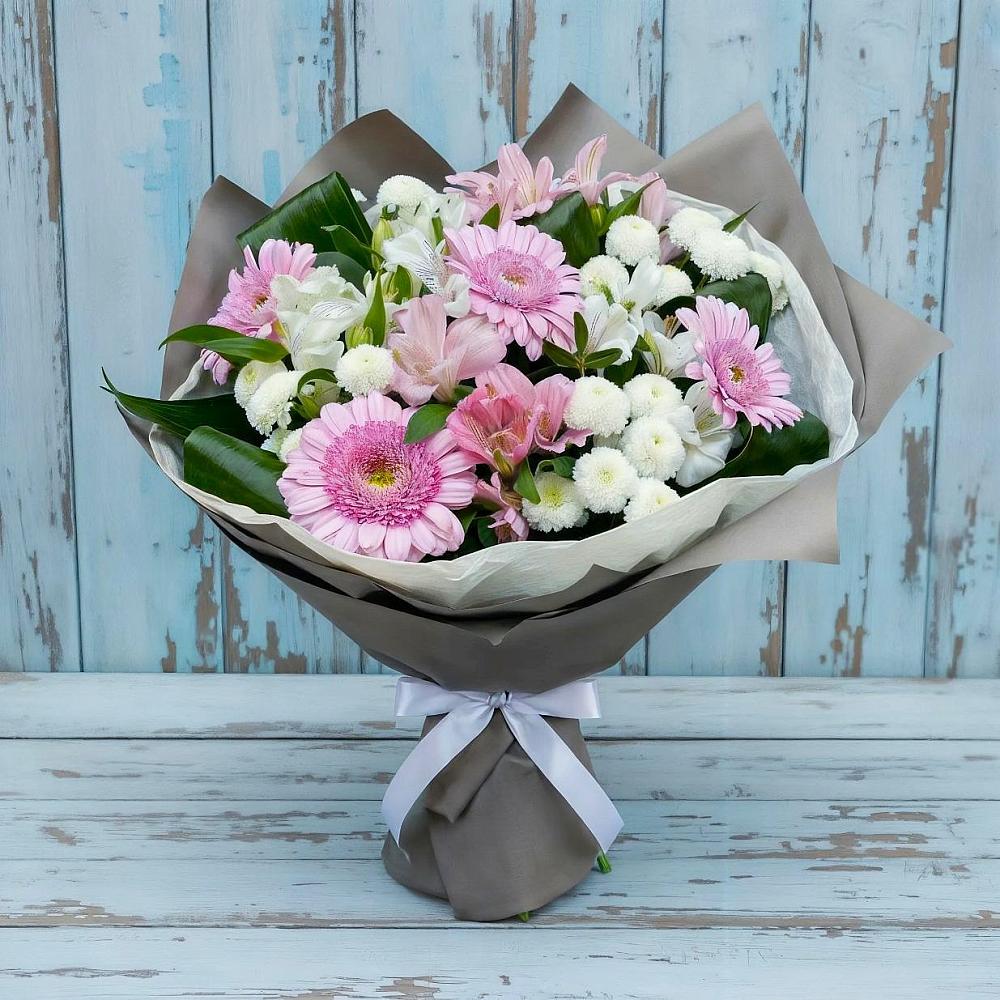 Букет цветов из: Герберы, Альстромерии и Хризантемы в Борисовке