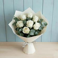 Букет Белые розы в Эвкалипте в Борисовке