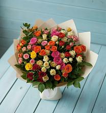 Букет Микс из разноцветных кустовых роз в Борисовке